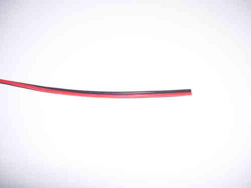 Zwillingslitze 2 x 0,14mm, rot/schwarz, flexibel flach mit Isolierung, 100 cm