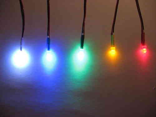 LED D=10mm Klar mit Kabel fertig verlötet Farbe Spannung wählb.+